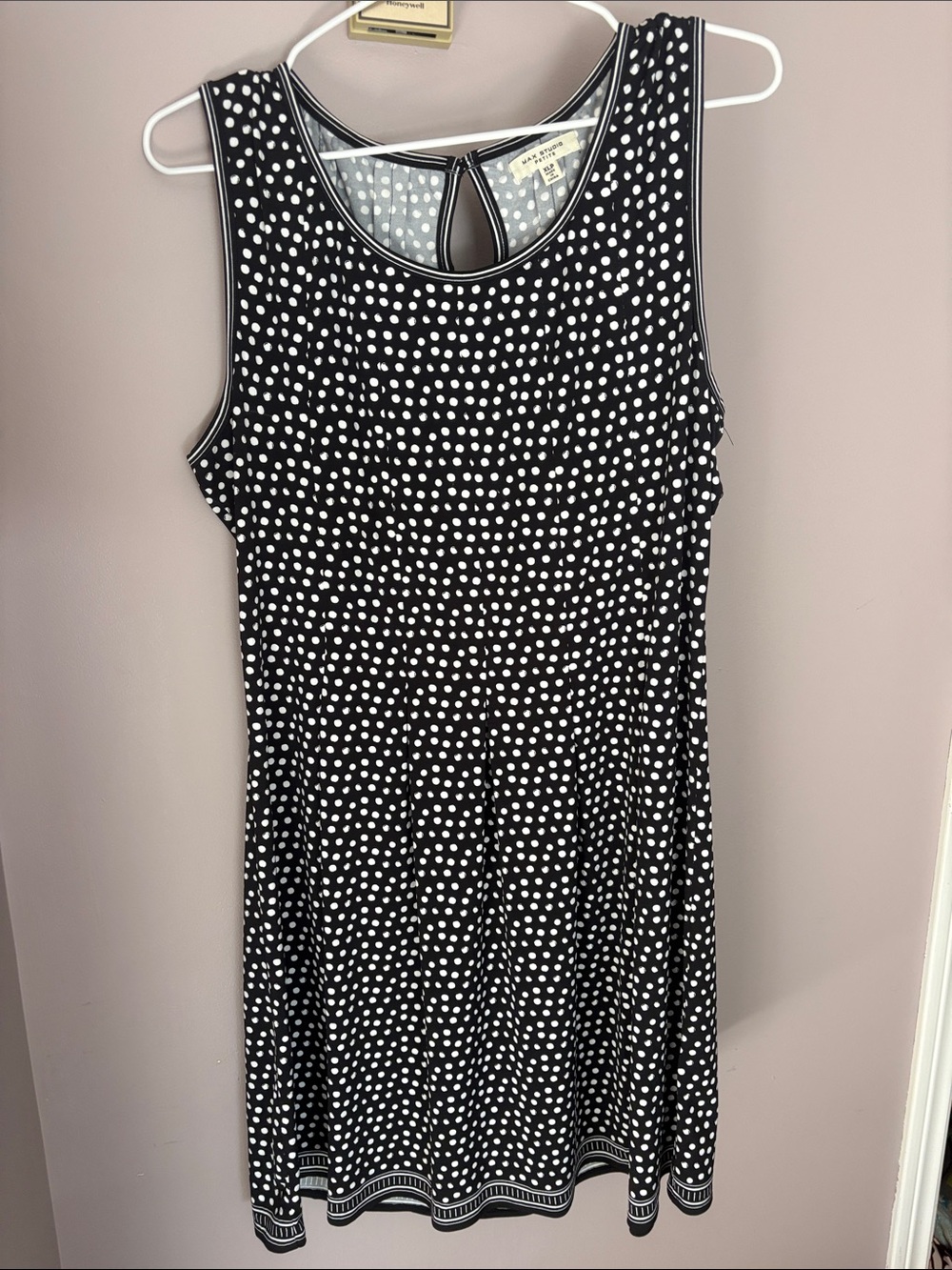 Max Studio Black and White Polka Dot Sleeveless Fit-and-Flare Dress